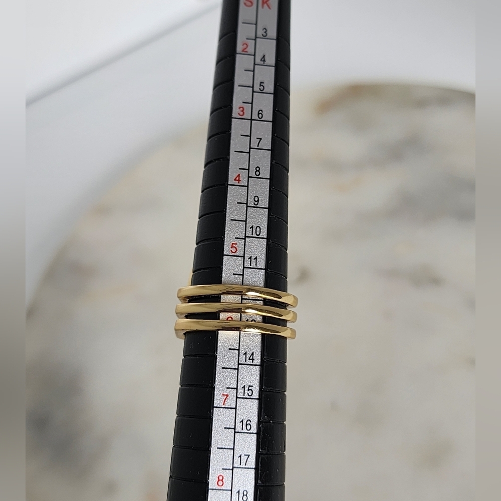 Stacked Ring with Crystal Accents Gold Plated Size #6 - Picture 6 of 6